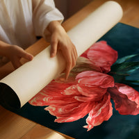 Coral Peony Against Midnight Blue