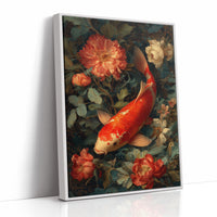 Scarlet Fins Among Coral Peonies