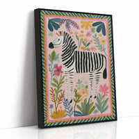 Whimsical Zebra in Floral Paradise