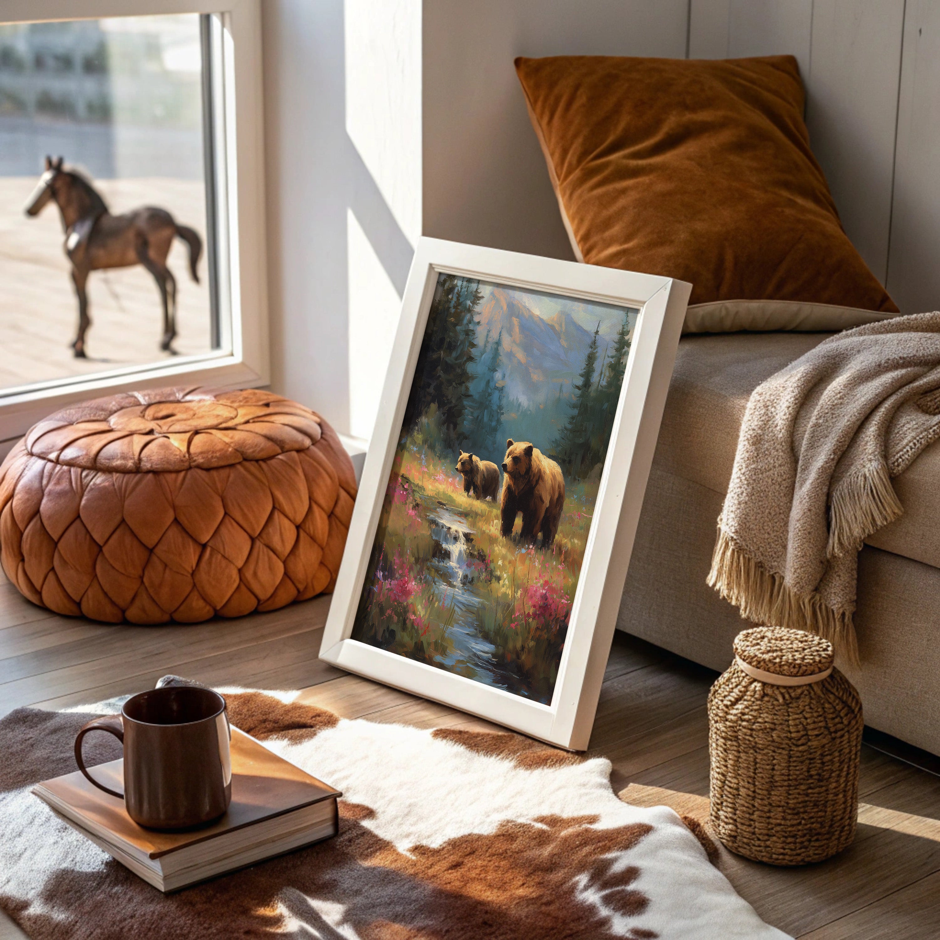 Wild Meadow Bears Find Mountain Stream