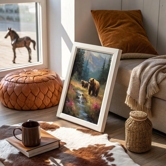 Wild Meadow Bears Find Mountain Stream