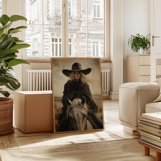 Rider in Black on White Horse