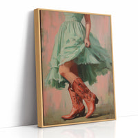 Red Boots Lifting the Hem