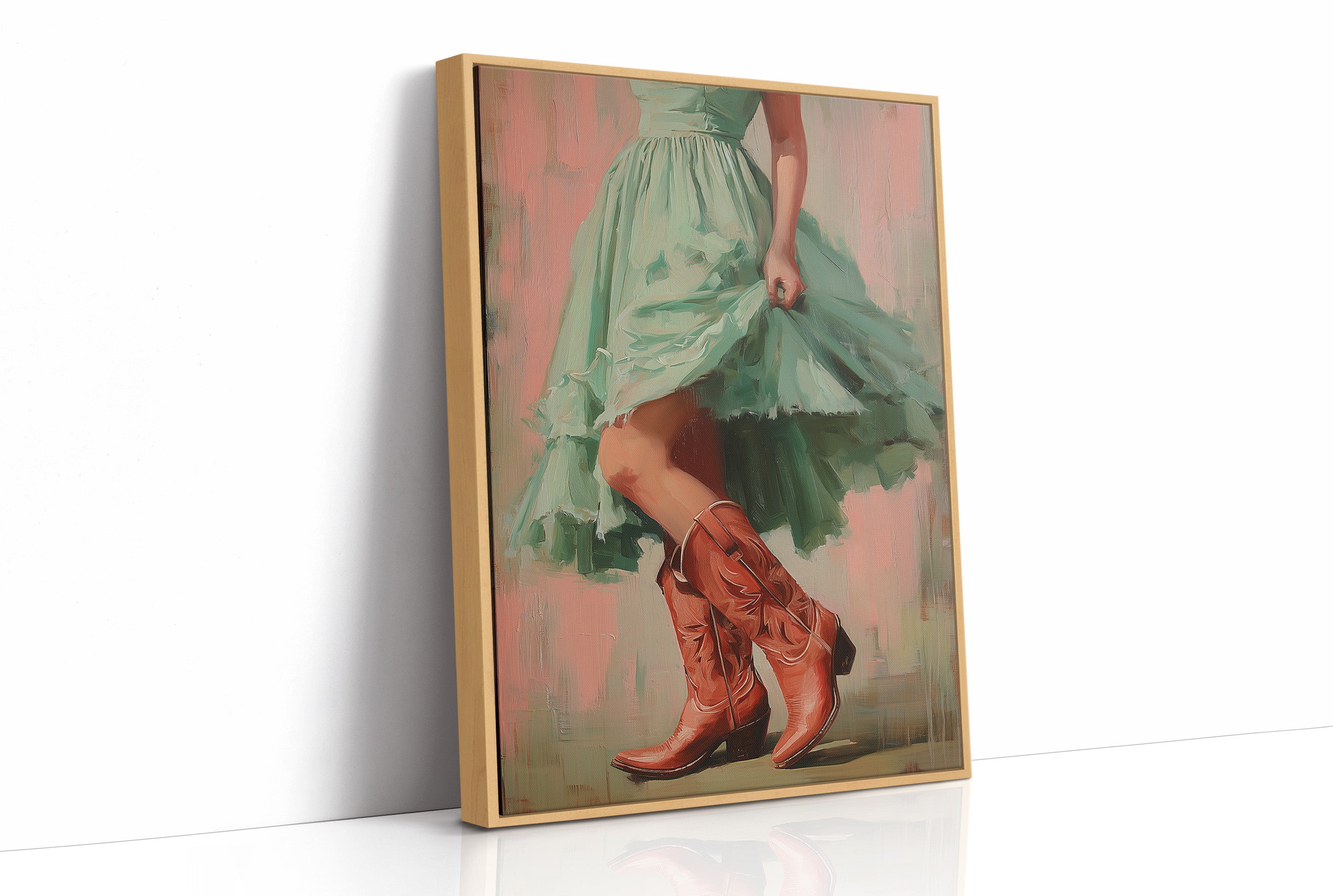 Red Boots Lifting the Hem