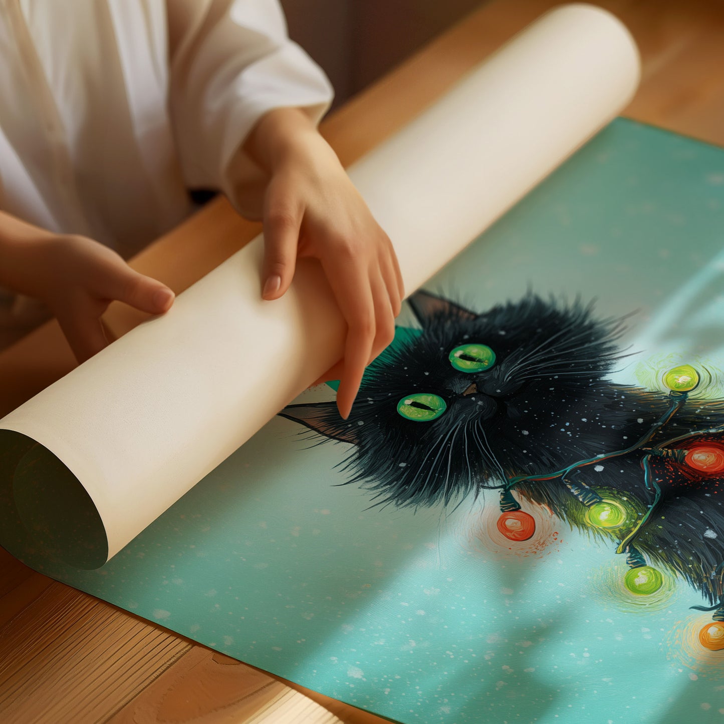 Black Cat Becomes Christmas Magic