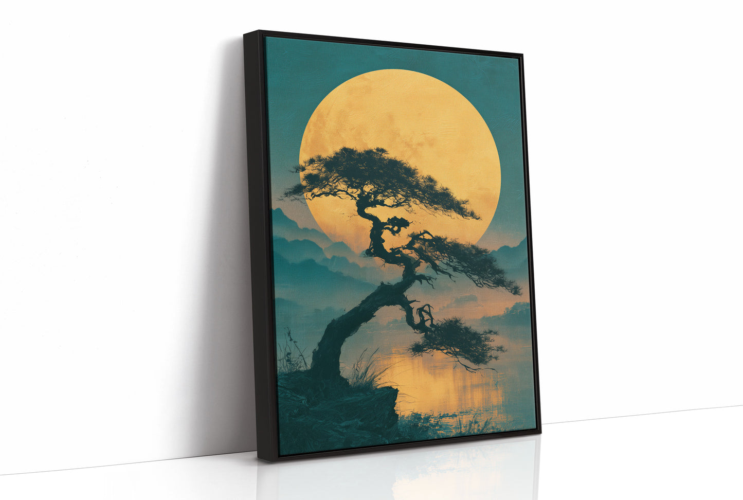 Bonsai Beneath the Golden Moon