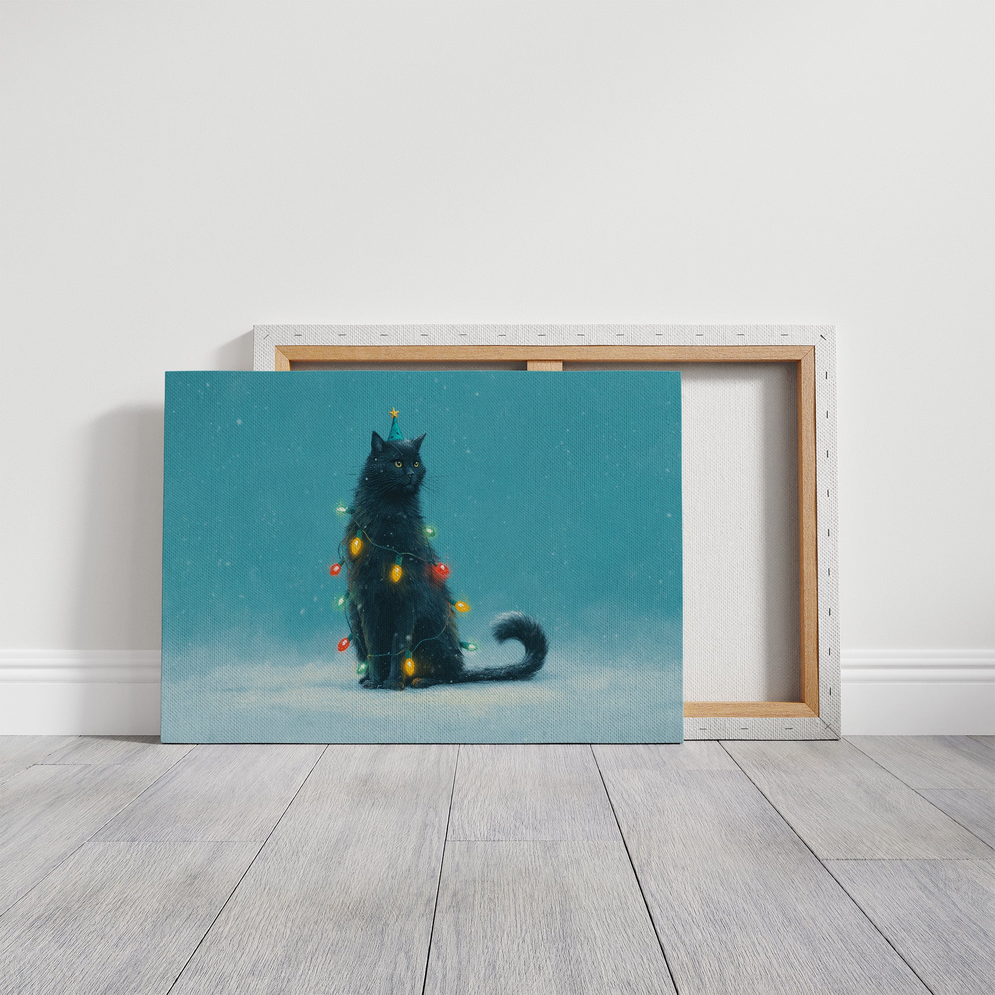 Festive Feline Adorned in Holiday Glow
