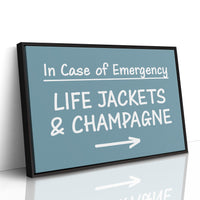 Life Jackets & Champagne Sign