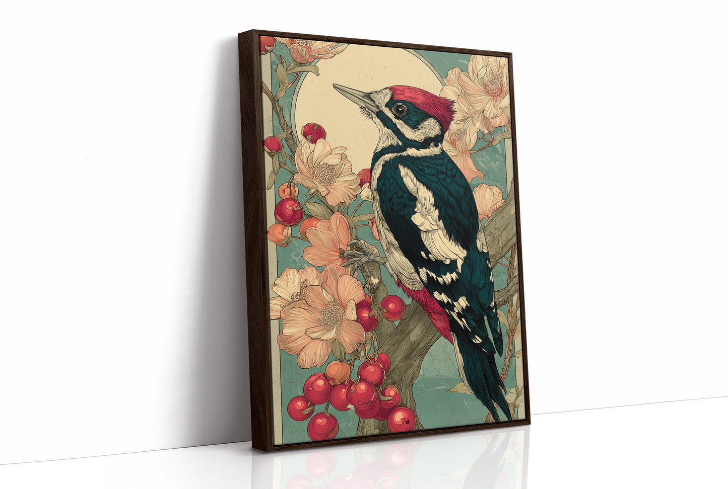 Crimson Crest Among Peach Blossoms