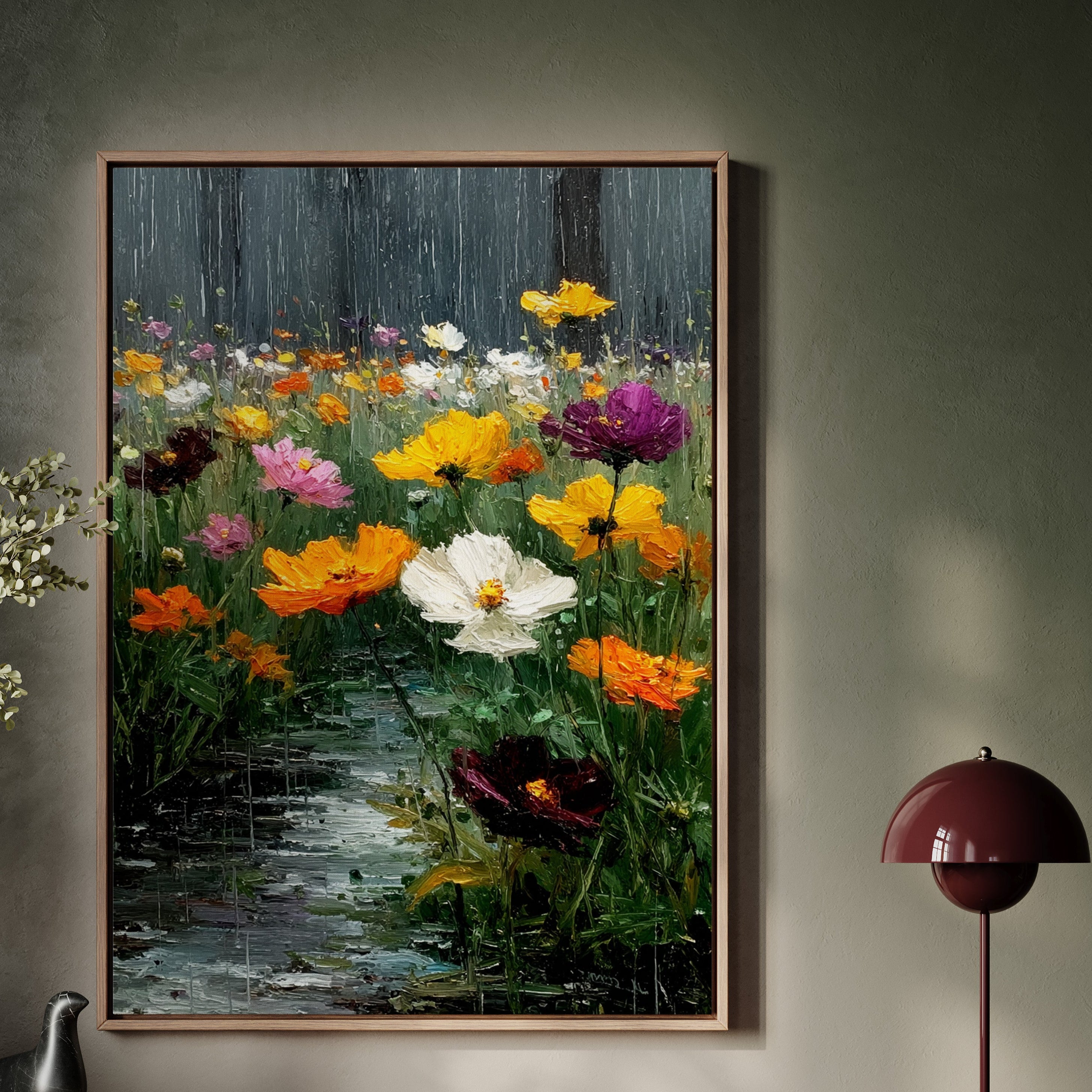 Vibrant Blossoms in Gentle Rain