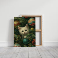 Curious Whiskers Among Festive Boughs