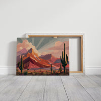 Saguaros Bathe In Coral Light