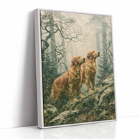 Golden Retrievers on the Misty Ridge
