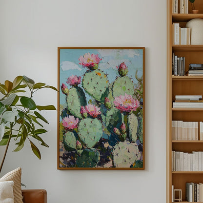 Blooming Prickly Pear – Vibrant Cactus Flower Wall Art