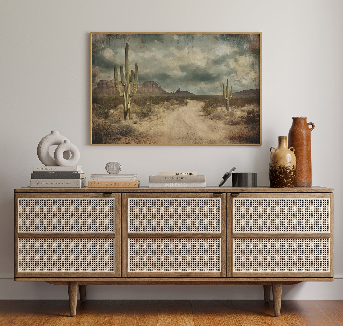 Rustic Desert Road – Vintage Western Landscape Wall Art Print