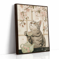 Cherry Blossom Tea With Curious Cat