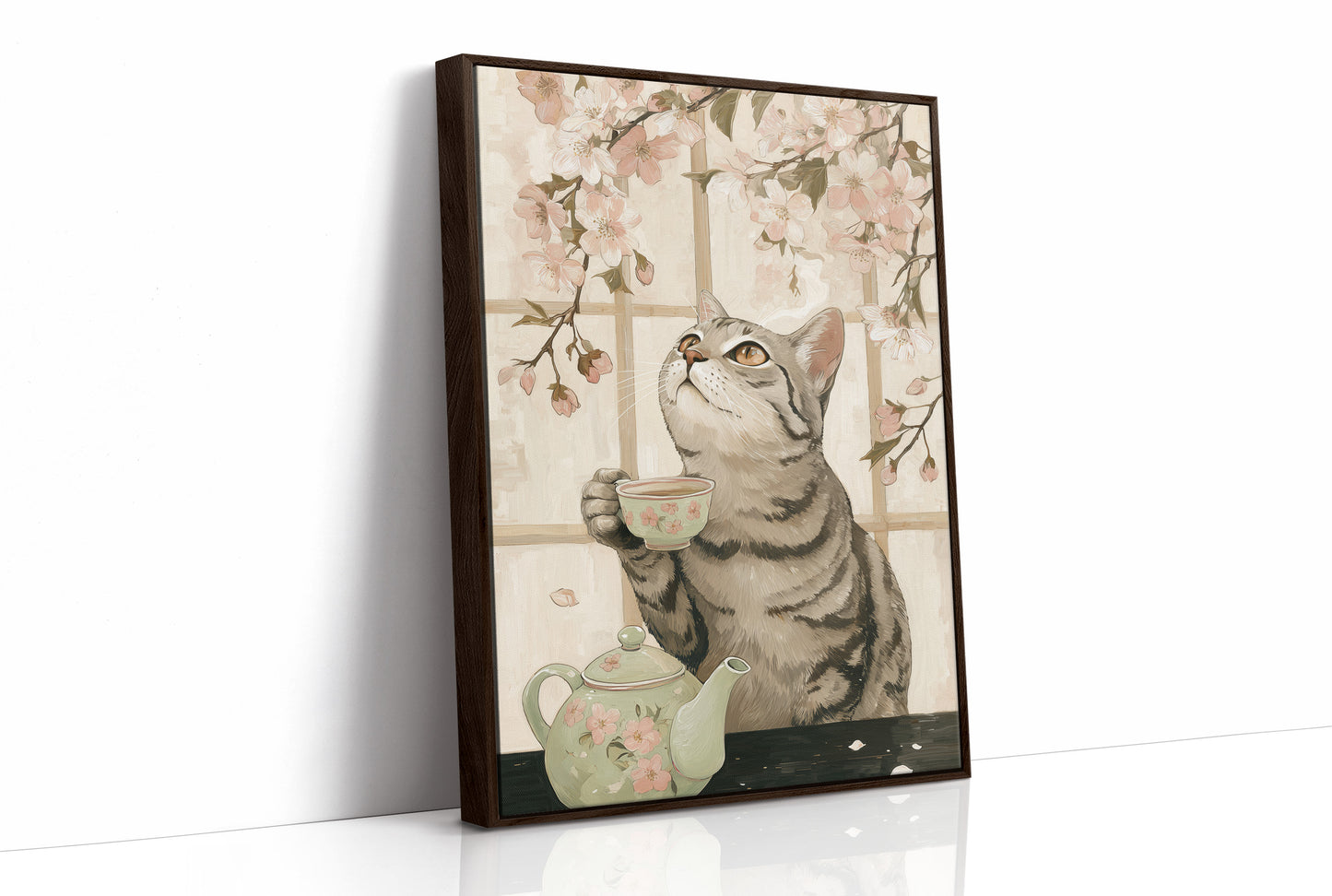 Cherry Blossom Tea With Curious Cat