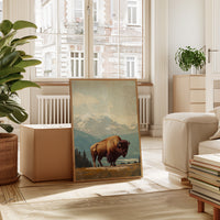 Bison Beneath the Mountain Sky