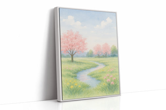 Spring Stream and Blossom Path