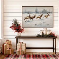 Winter Stags Cross Ancient Castle Grounds