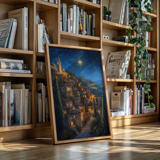 Starry Night Village Canvas Print - Enchanting Landscape Art - Gallery Canvas image 3