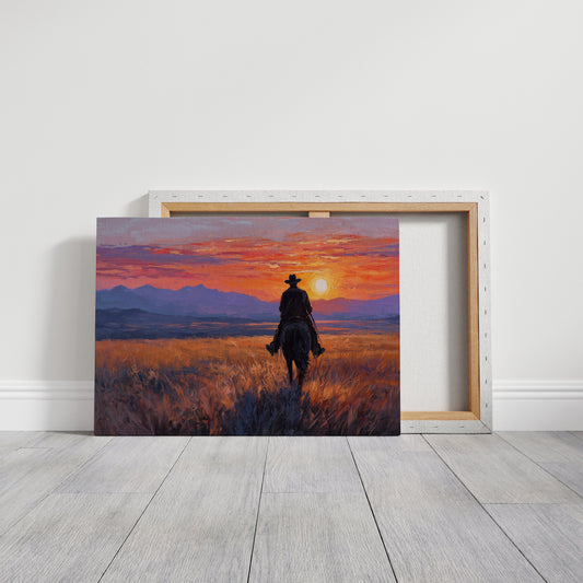 Lone Rider Meets Crimson Sky