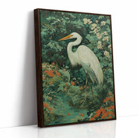 White Heron Among Garden Secrets