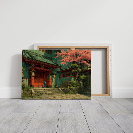 Cherry Blossoms Guard Ancient Temple Gates