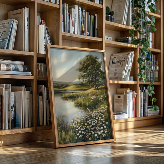 Tranquil Meadow Landscape Painting - Serene Nature Art - Gallery Canvas image 4