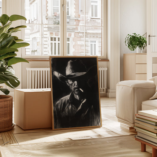 Midnight Cowboy in Charcoal Shadows