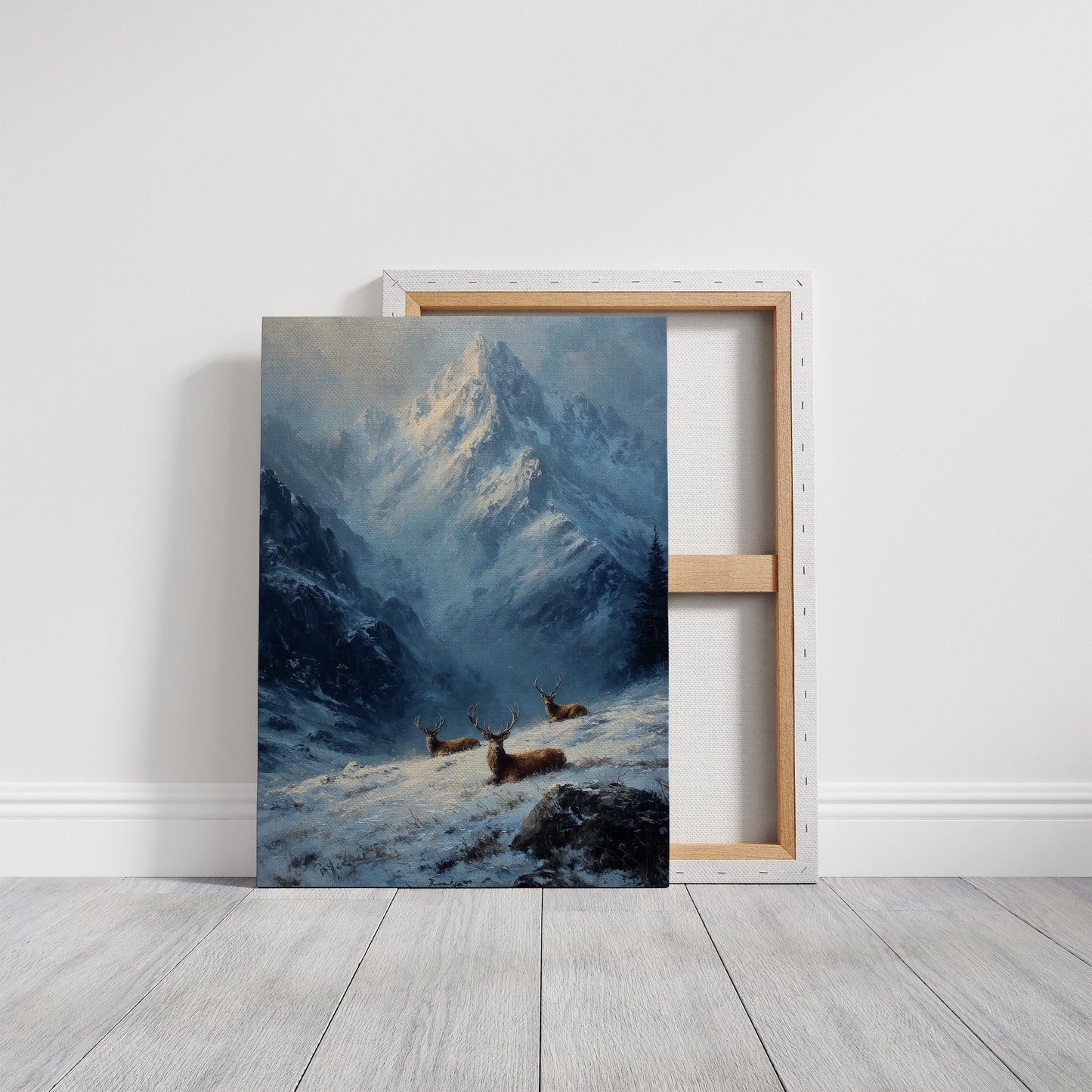 Stags in the Alpine Snow