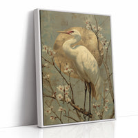 Heron Stands Where Blossoms Linger