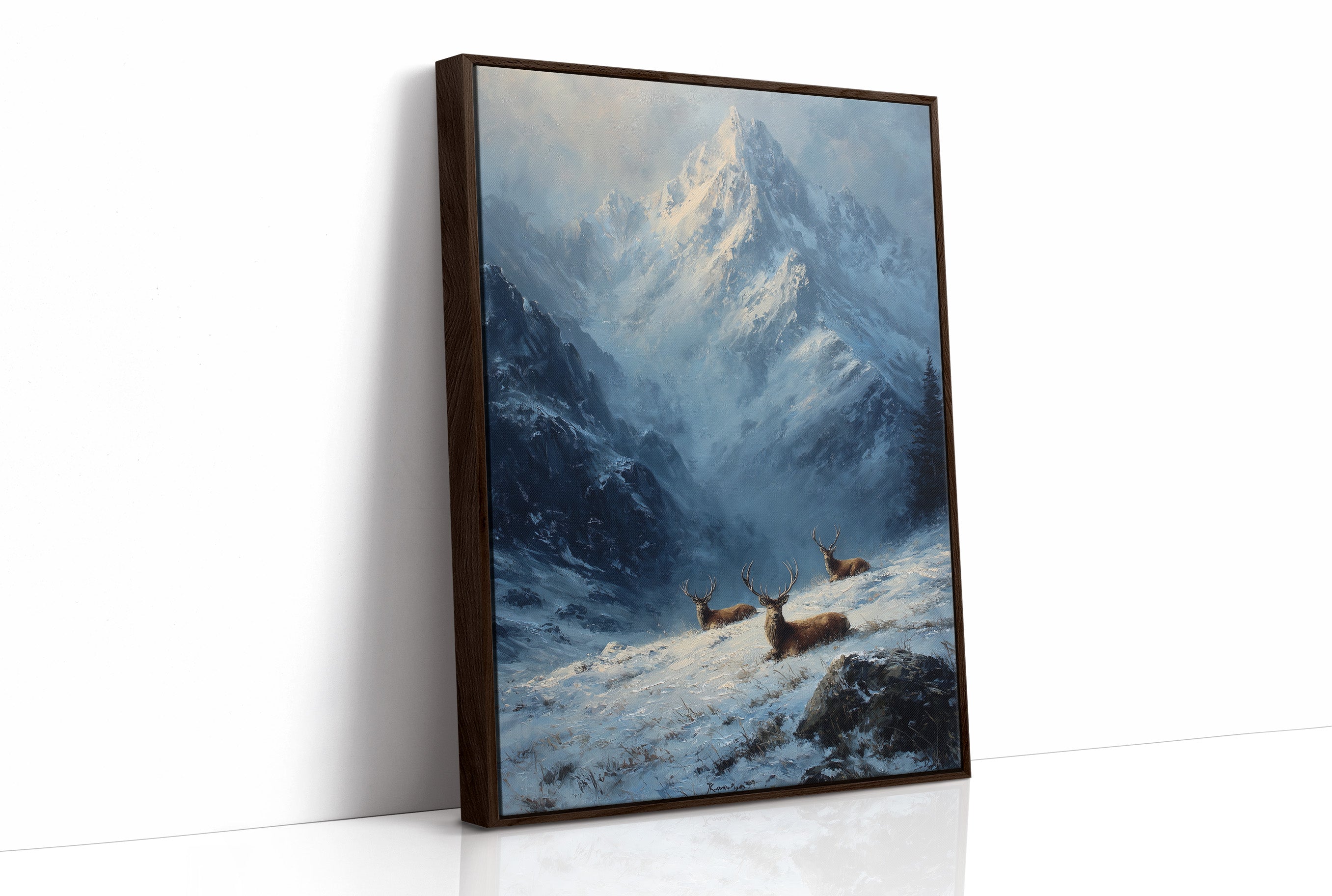 Stags in the Alpine Snow