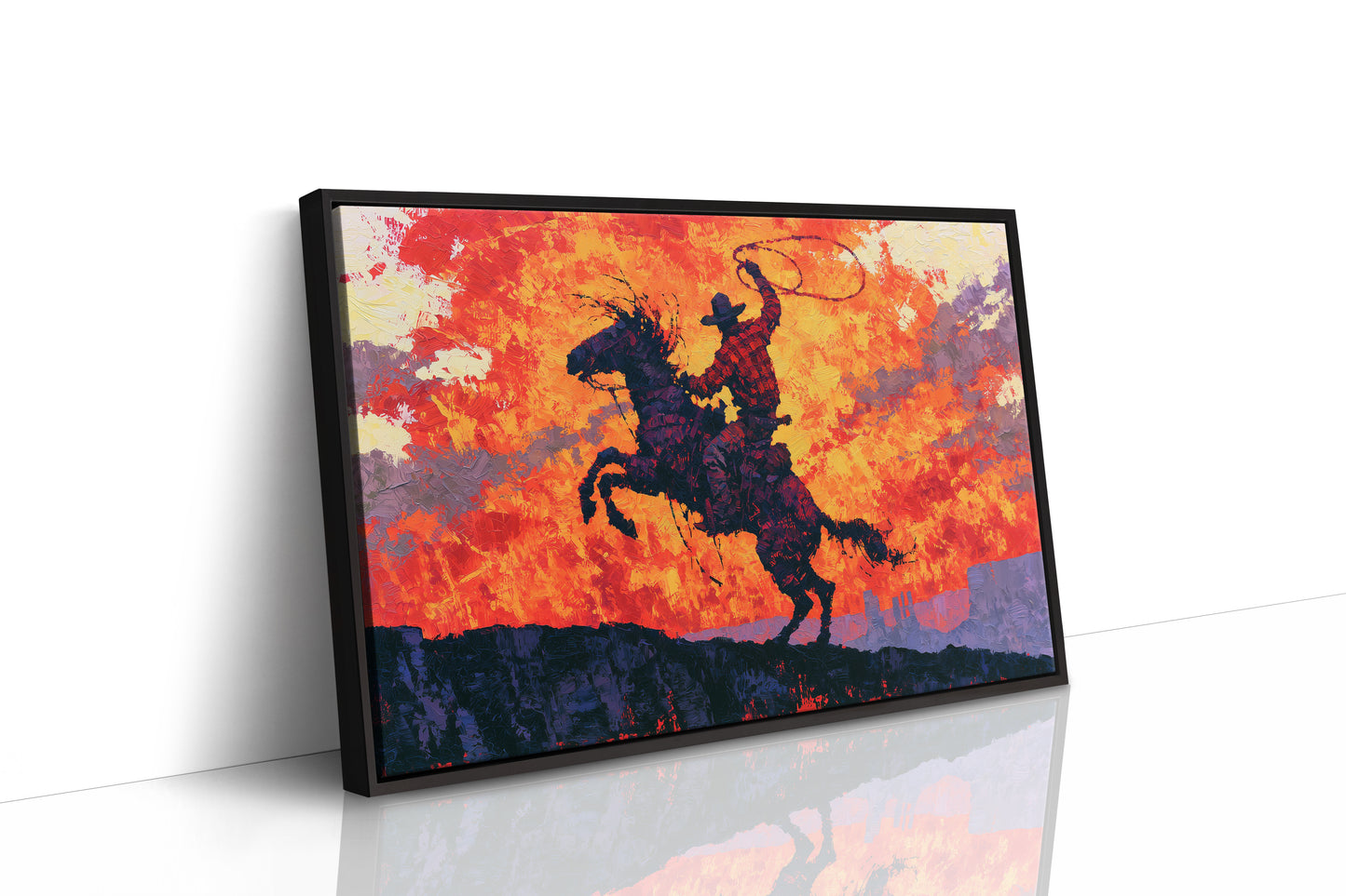 Rearing Cowboy, Desert Sunset Blaze