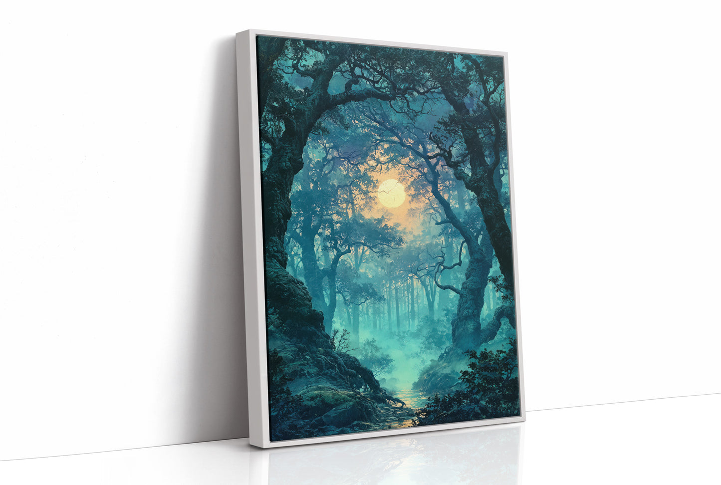 The Glowing Path: Moonlit Forest Stream