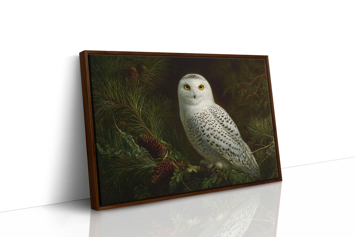 Arctic Sentinel Among Pine Boughs