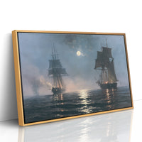 Tall Ships Under a Hazy Moon