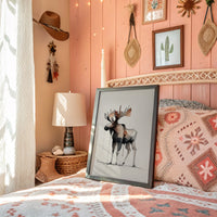 Watercolor Moose Meets Rustic Comfort