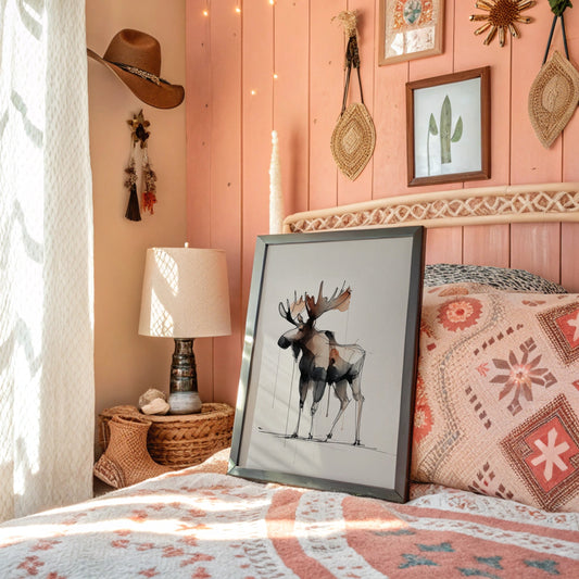 Watercolor Moose Meets Rustic Comfort