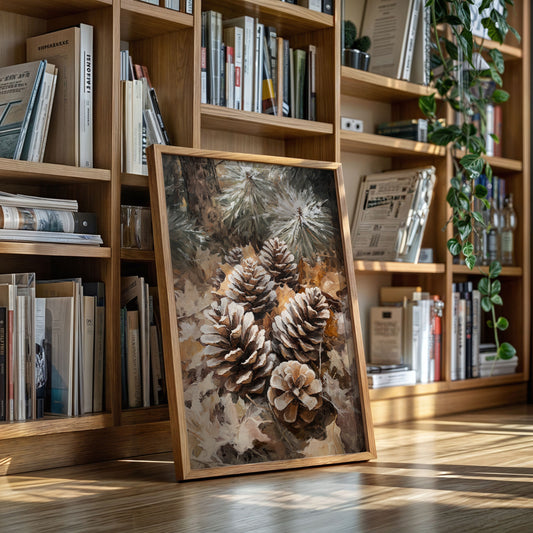 Winter Pinecone Forest Art Print - Rustic Nature Decor - Gallery Canvas image 9