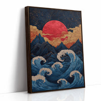 Red Moon Rises Over Stormy Peaks