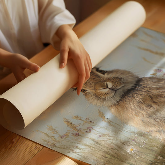 Charming Rabbit Portrait Canvas - Whimsical Animal Art - Matte Poster image 1