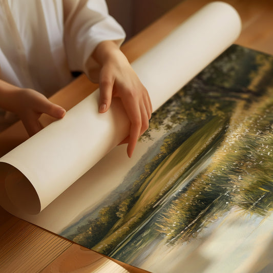 Tranquil Meadow Landscape Painting - Serene Nature Art - Matte Poster image 1