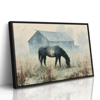 Grazing Horse, Foggy Farmstead