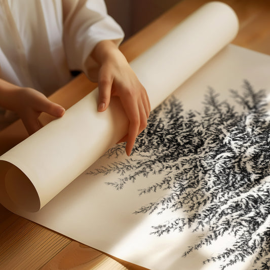 Snow-Covered Pine Tree Drawing - Winter Botanical Art - Matte Poster image 1