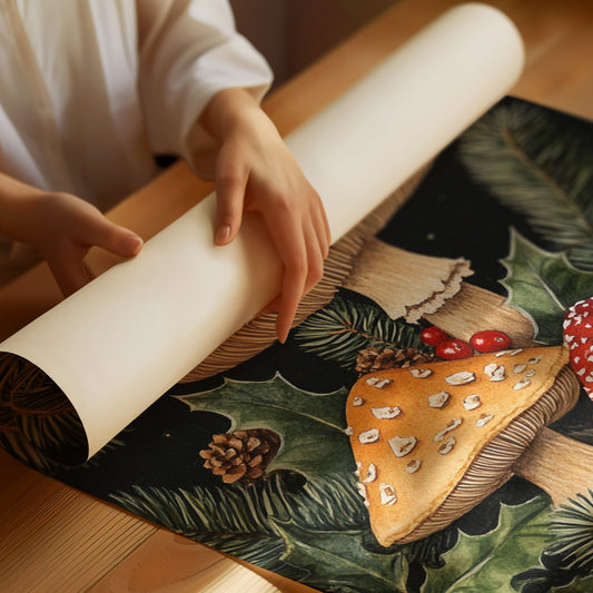 Enchanted Mushroom Forest Print - Woodland Holiday Decor - Matte Poster image 1