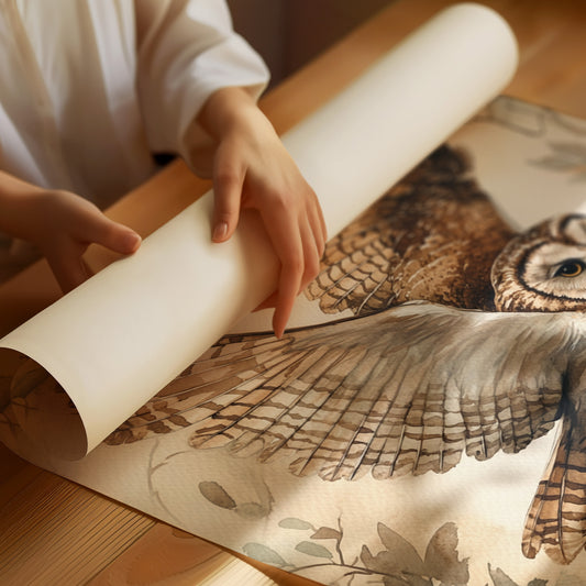 Majestic Owl Watercolor Print - Nature Wildlife Art - Matte Poster image 1