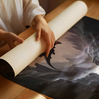 Dragon Over Moonlit Canyon - Fantasy Wall Art - Matte Poster image 1