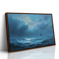 Distant Ship Braves Stormy Seas