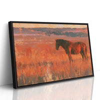 Grazing Horse, Crimson Dusk